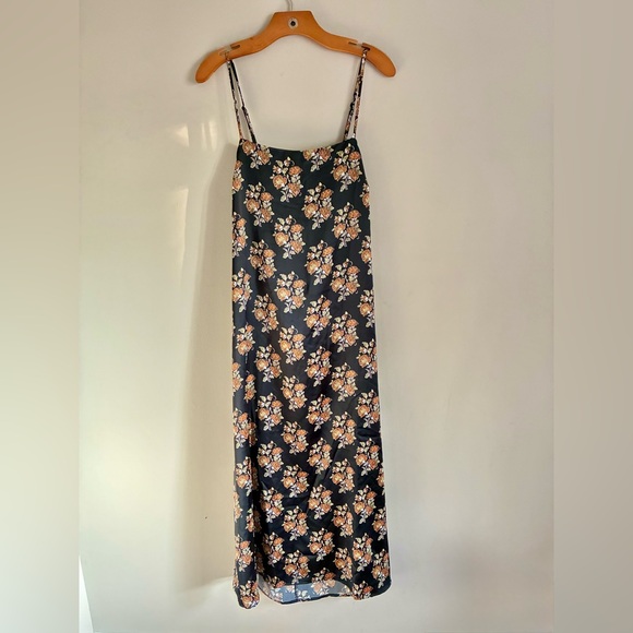 House of Harlow 1960 Dresses & Skirts - House of Harlow 1960 Black Silk Floral Dress Tie Back Women’s Large Elevated NWT